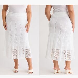 Vince Godet Organic Cotton Crochet Skirt Midi Flare White NWT $445 Plus Size 1XL